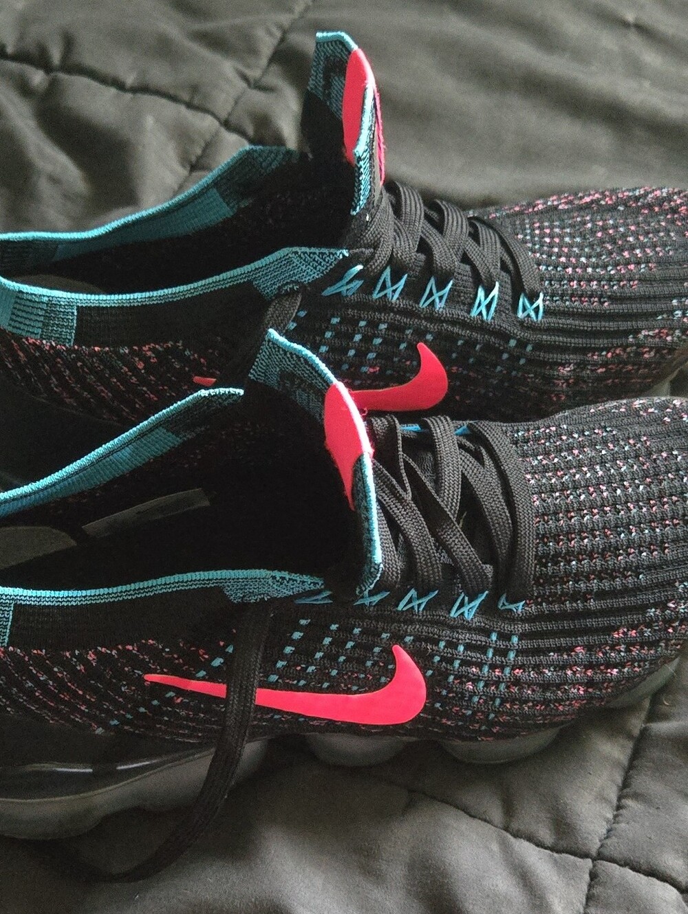 Nike Women's Air VaporMax Black with Green and Gold Accents